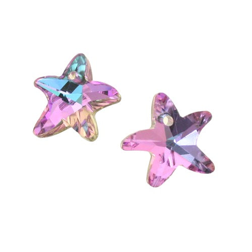 15 MM CRYSTAL STARFISH BLUE / PINK - 5 PCS