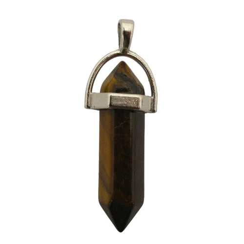 TIGER EYE DOUBLE POINT PENDANT 40 MM - 1 PCS