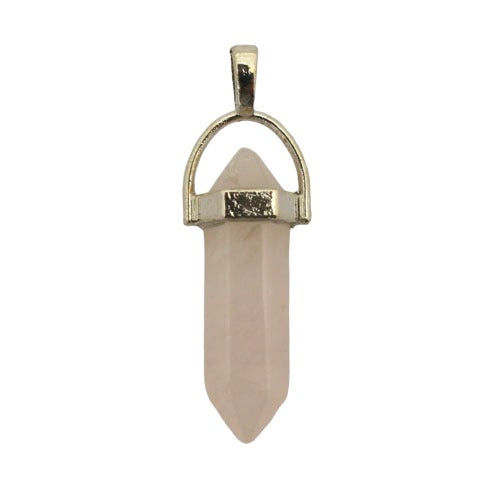 ROSE QUARTZ DOUBLE POINT PENDANT 40 MM - 1 PCS