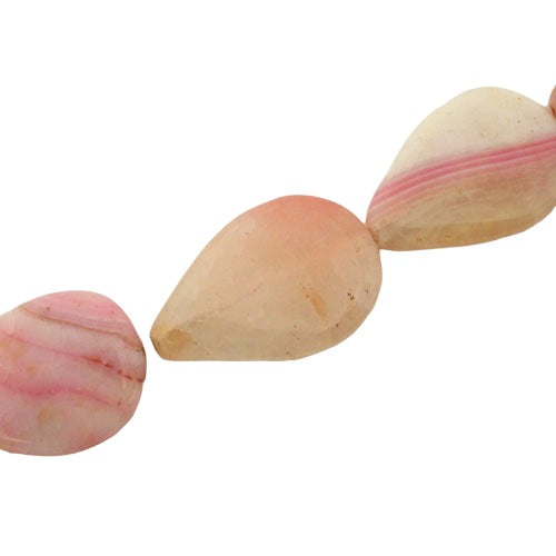 AGATE TEARDROP PINK/WHITE 36 X 24 MM BEADS - 10 PCS