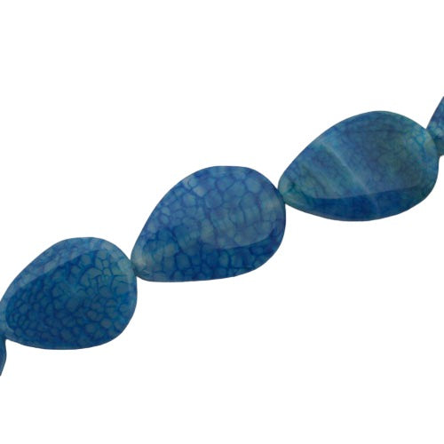 AGATE BLUE TEARDROP 28 X 20 MM BEADS - 13 PCS