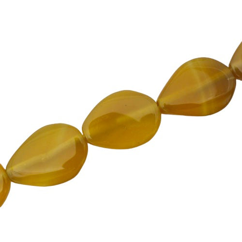 AGATE TEARDROP YELLOW 28 X 22 MM BEADS -13 PCS