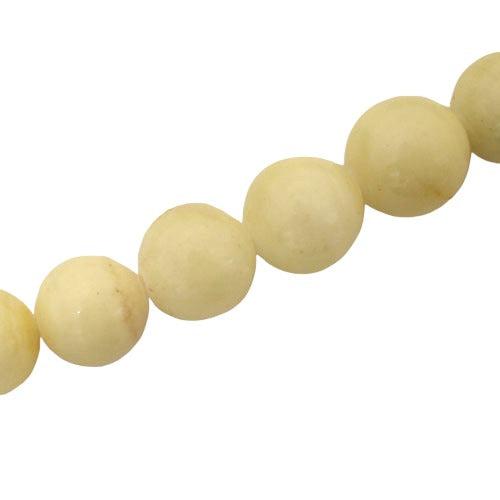 JADE LIGHT YELLOW ROUND 14 MM BEADS - APPROX 29 PCS