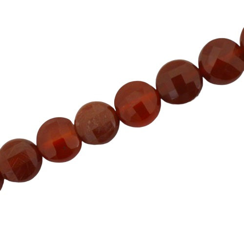 RED AGATE FLAT ROUND 10 MM BEADS - 38 PCS