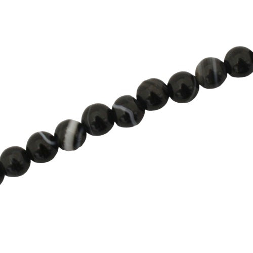 BLACK LINED AGATE 6 MM BEADS - 64 PCS