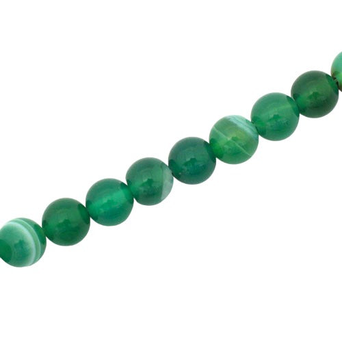 AGATE 8 MM ROUND BEADS GREEN - APPROX 48 PCS