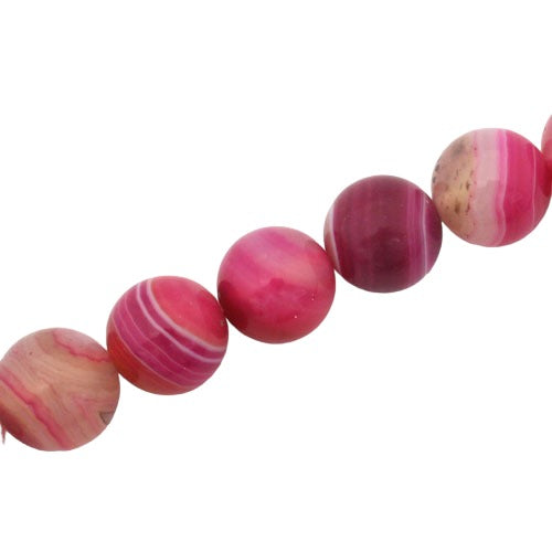 AGATE 12 MM ROUND BEADS PINK - APPROX 33 PCS