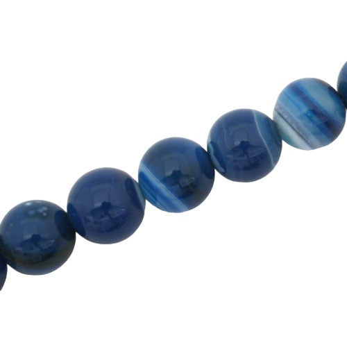 AGATE 14 MM ROUND BEADS BLUE - APPROX 28 PCS