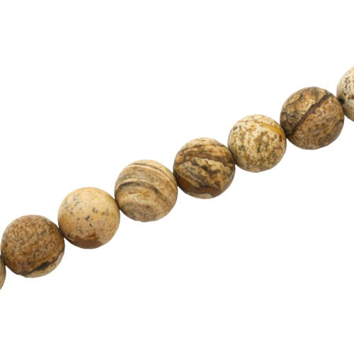 PICTURE JASPER 10 MM ROUND BEADS - APPROX 36 PCS