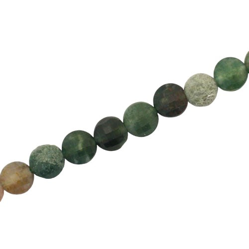 INDIAN AGATE 10 MM FLAT ROUND BEADS - APPROX 45 PCS