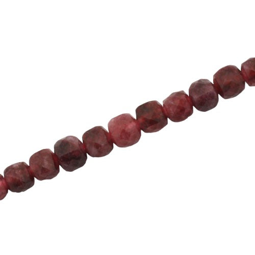 RED QUARTZ 6 MM FACETED CUBE BEADS - APPROX 60 PCS