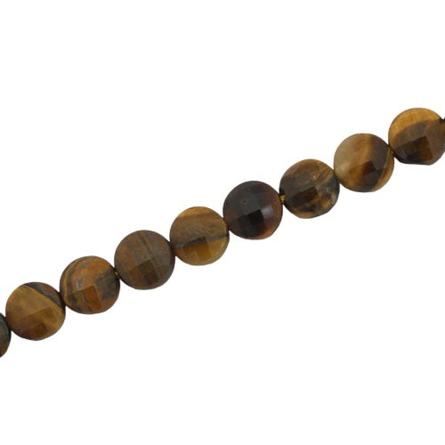 TIGER EYE 8 MM FLAT ROUND BEADS - APPROX 50 PCS