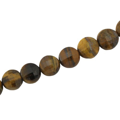 TIGER EYE 10 MM FLAT ROUND BEADS - APPROX 50 PCS