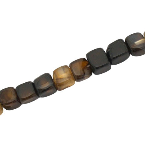 AGATE 8 MM CUBE BEADS MIX BROWNS - APPROX 50 PCS