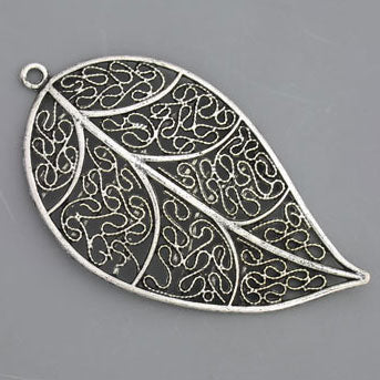 LEAF 58 X 32 MM SILVER - 2 PCS