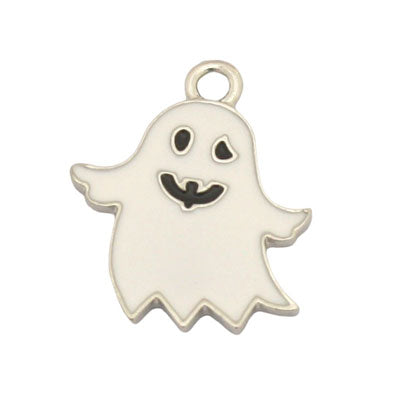 GHOST CHARM 20 MM SILVER / WHITE - 5 PCS