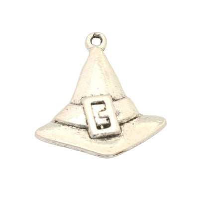 WITCH HAT CHARM 25 MM SILVER - 10 PCS