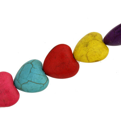 Magnesite 14 mm Multi-Colour Heart - 28 pcs