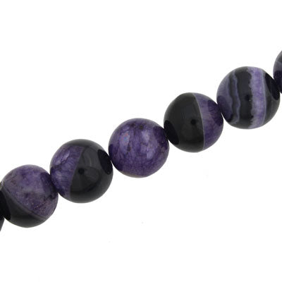 AGATE 12 MM ROUND PURPLE - 33 PCS