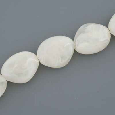 22 X 18 MM BEADS - IVORY SWIRL - 14 PCS