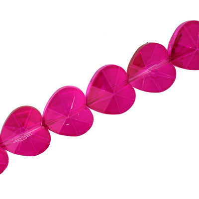 14 MM HEART HOT PINK - 16 PCS