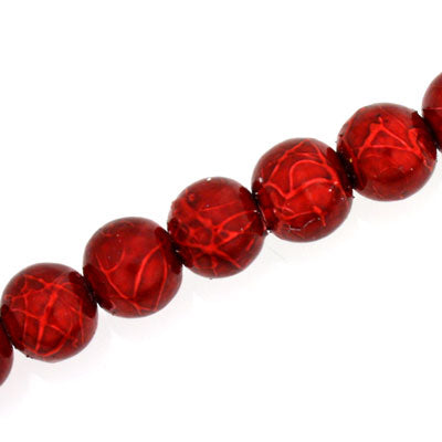 10 MM ROUND GLASS MYSTERY BEADS RED - 82 PCS