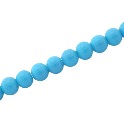 6 MM ROUND GLASS OPAQUE BEADS AQUA - 135 PCS