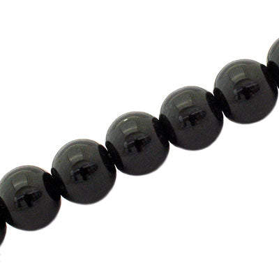 12 MM ROUND GLASS BEADS BLACK - 70 PCS