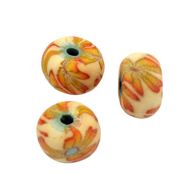 9 X 7 MM POLYMER CLAY BEADS ORANGE - APPROX 30 PCS