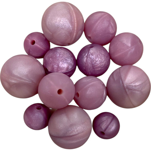 SILICONE BEADS - PURPLE MARBLE