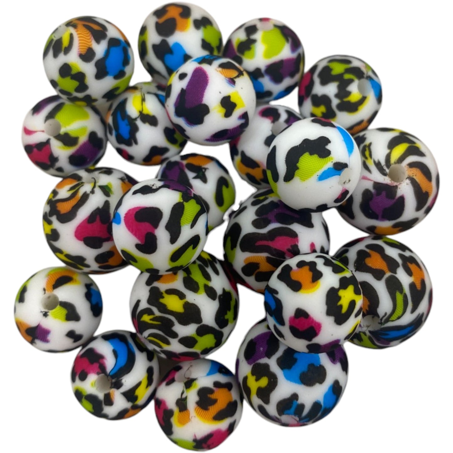 SILICONE BEADS - RAINBOW LEOPARD