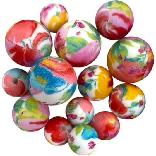 SILICONE BEADS - RAINBOW SPLATTER