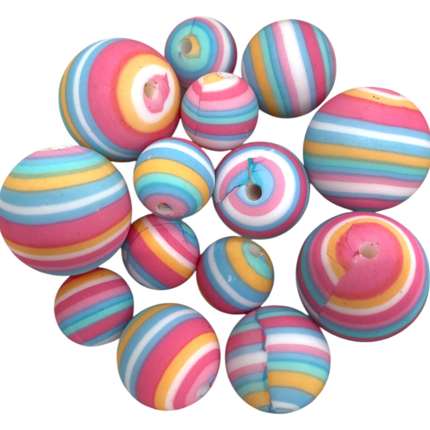 SILICONE BEADS - RAINBOW STRIPES