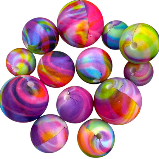 SILICONE BEADS - RAINBOW SWIRLS