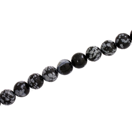 SNOWFLAKE OBSIDIAN  ROUND 6 MM - APPROX - 64 PCS