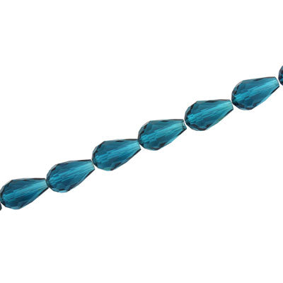 8 X 6 MM CRYSTAL TEARDROP BEADS TEAL - APPROX 72 PCS